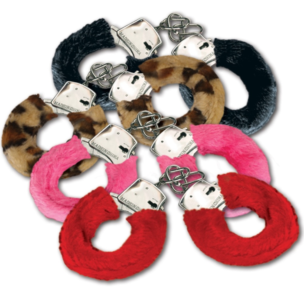 1 New Furry Metal Handcuffs W Key Random Color